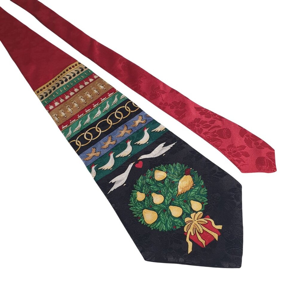 Vintage Wembley 12 Days of Christmas Novelty Silk Necktie Festive Holiday Gift